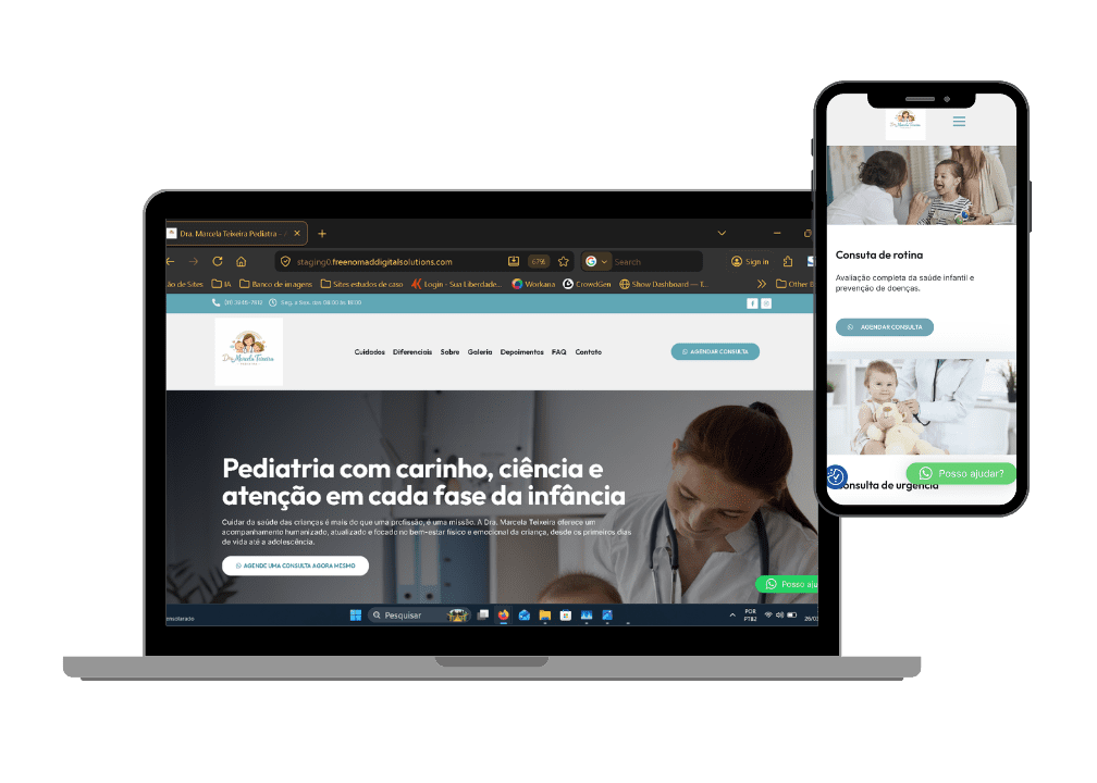 criação de site de médica pediatra por agência de marketing digital em Ribeirão Preto